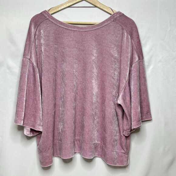 We The Free People Valerie Velvet Oversized Tee Medium Top Purple Boxy Velour - Picture 1 of 10